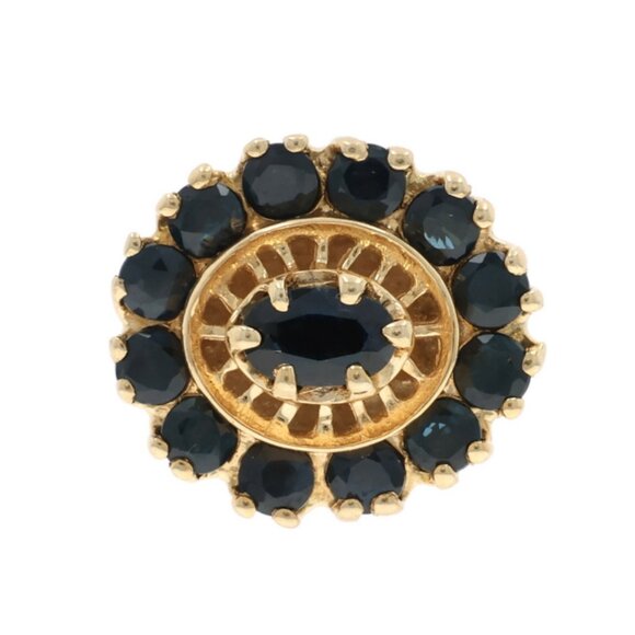 Richard Klein Sapphire Halo Slide Charm - Yellow Gold 14k Oval Rd 1.79ctw Floral - Picture 1 of 4